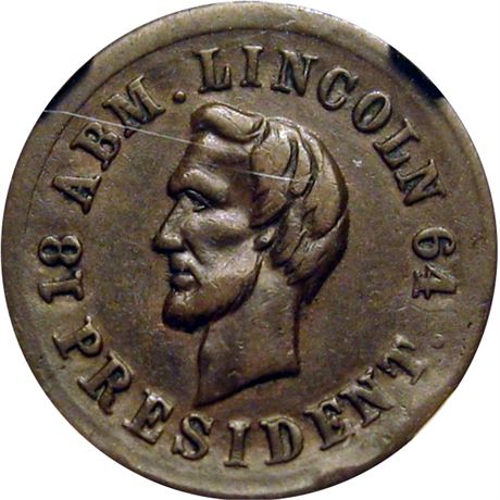 42  -  125/294 a R7 NGC XF45 BN Abraham Lincoln Patriotic Civil War token
