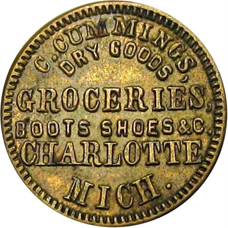 203  -  MI160A-1b R7 Raw AU Charlotte Michigan Civil War token