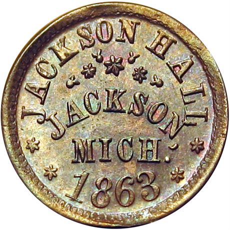 224  -  MI525C- 6a R2 NGC MS65 BN Jackson Michigan Civil War token