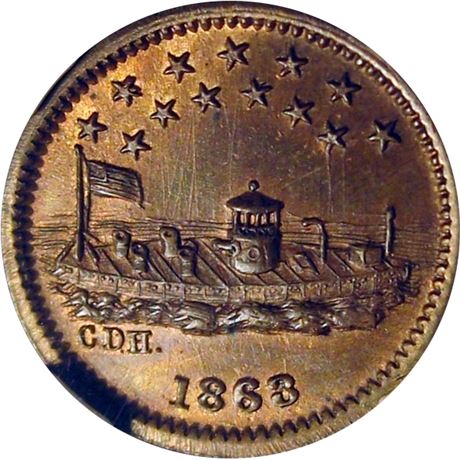 92  -  240/337 a R1 NGC MS64 BN Monitor Patriotic Civil War token