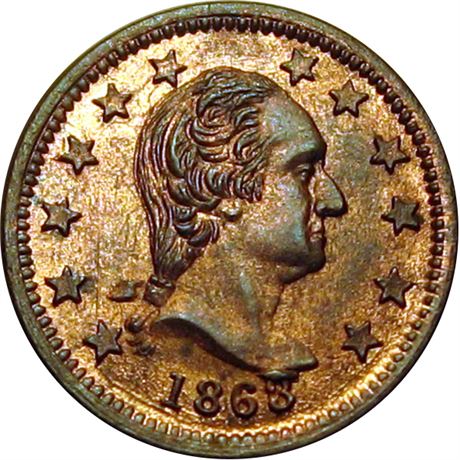36  -  110/442 a R1 NGC MS64 RB George Washington Patriotic Civil War token
