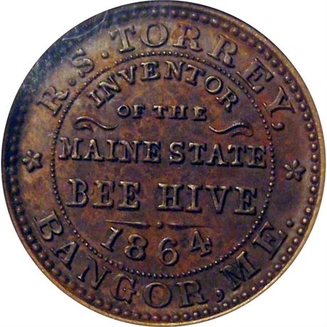 191  -  ME100A-2a R3 NGC MS63 BN Bangor Maine Civil War token