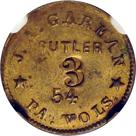 135  -  PA-54-003B R5 NGC MS63 Pennsylvania Civil War Sutler token