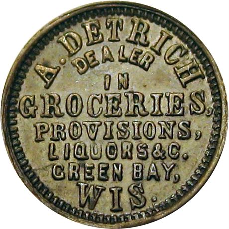 350  -  WI250A-1a R5 Raw EF+ Green Bay Wisconsin Civil War token