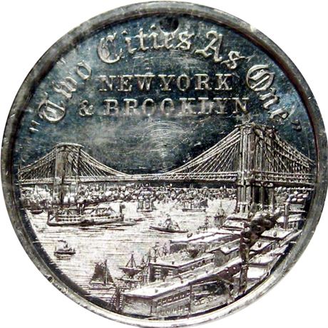 619  -  RULAU NY NY A62  NGC MS63 Brooklyn Bridge New York Merchant token