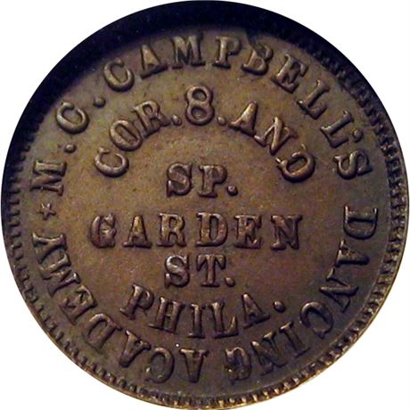 333  -  PA750F-1a R4 ANACS MS60 BRN Philadelphia Pennsylvania Civil War token