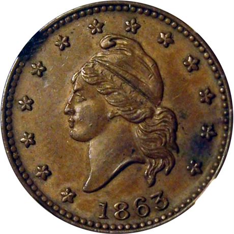 7  -   14/297 a R5 NGC MS62 BN  Patriotic Civil War token