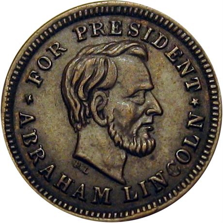 54  -  132/149 a R5 Raw EF+ Abraham Lincoln Patriotic Civil War token