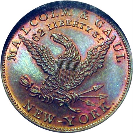 606  -  MILLER NY  515  NGC MS64 RB  New York Merchant token
