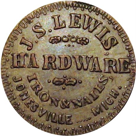 225  -  MI527D-1a R7 Raw AU Jonesville Michigan Civil War token