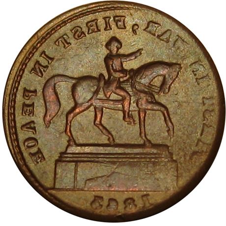 72  -  177/177 a R8 Raw MS63 Brockage Mint Error Patriotic Civil War token