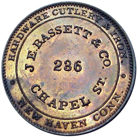 566  -  MILLER CT 14  Raw MS62 New Haven Connecticut Merchant toke