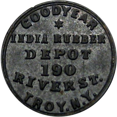 284  -  NY890C-1h R4 Raw EF Troy New York Hard Rubber Civil War token