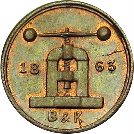 274  -  NY630BV- 1a R3 Raw MS64  New York Civil War token