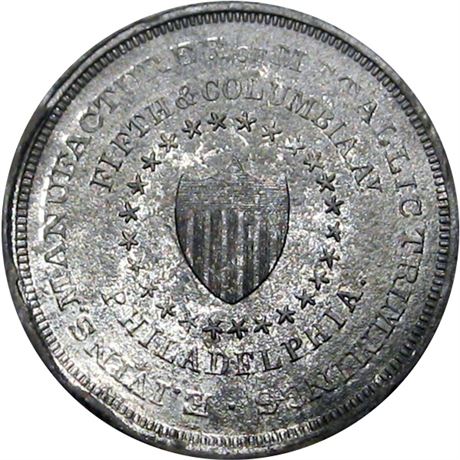 336  -  PA750Lc-1e R9 Raw AU Details Philadelphia Pennsylvania Civil War token