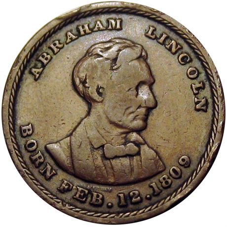645  -  AL 1860-38D Cu  Raw VF Details Abraham Lincoln Political Campaign token