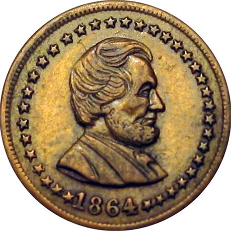 49  -  128/289 b R3 Raw EF Abraham Lincoln Patriotic Civil War token