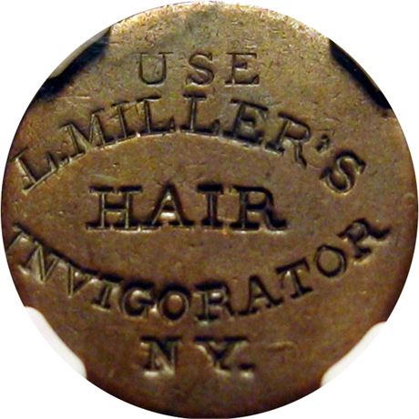 263  -  NY630AY-3a R6 NGC AU55 BN Hair Invigorator New York Civil War token