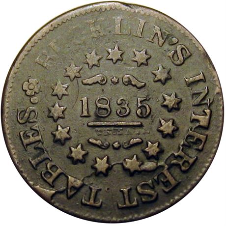 452  -  LOW  93 / HT-355 R4 Raw VF Troy New York Hard Times token