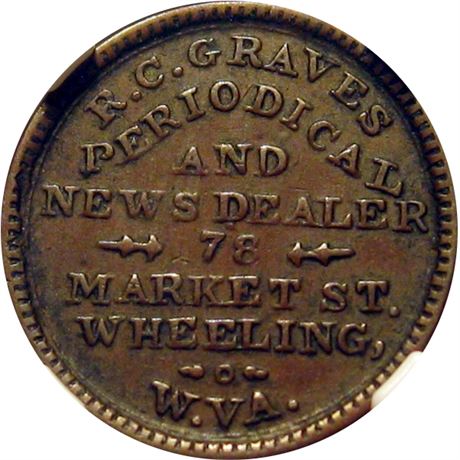 374  -  WV890D-4a R6 NGC XF45 BN Wheeling West Virginia Civil War token