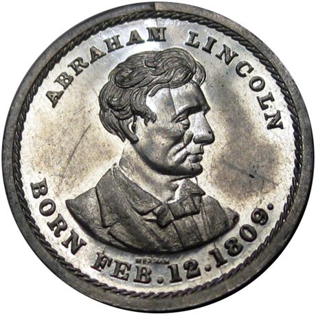 646  -  AL 1860-45F WM  Raw MS63 Abraham Lincoln Political Campaign token