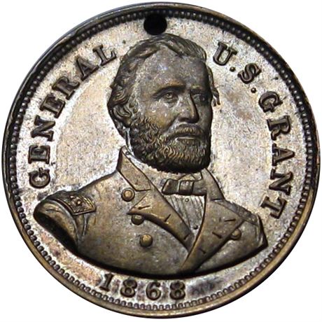 656  -  USG 1868-30 Slvd Br  Raw MS62 US Grant Political Campaign token
