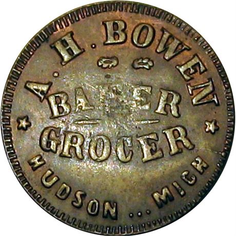 222  -  MI480B-1a R6 Raw EF Hudson Michigan Civil War token
