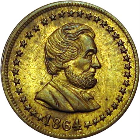 50  -  128/289 b R3 Raw MS63 Abraham Lincoln Patriotic Civil War token