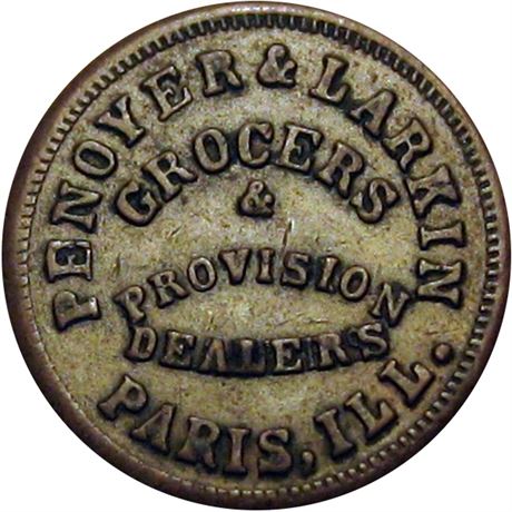 157  -  IL690D-2a R8 Raw EF Paris Illinois Civil War token