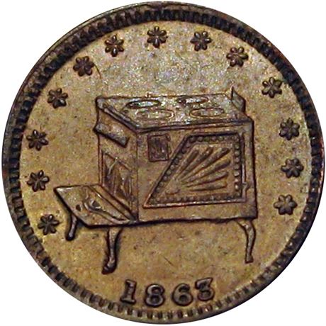 349  -  WI220J-2a R6 Raw AU+ Fond du Lac Wisconsin Civil War token