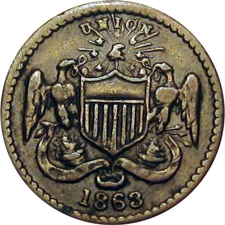 66  -  167/318 a R5 Raw VF+  Patriotic Civil War token