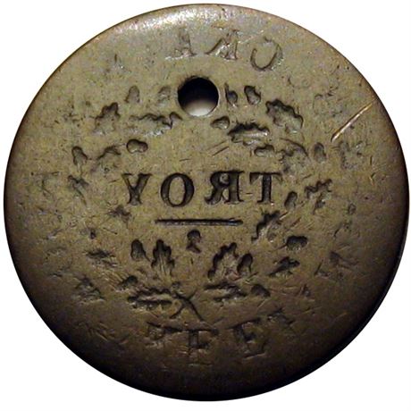 451  -  LOW  92 / HT-353 R1 Raw VG Details Troy New York Hard Times token