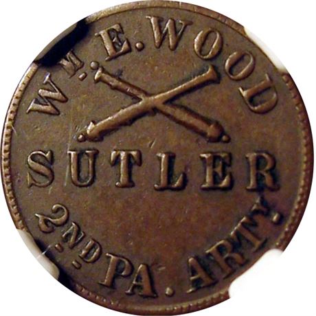 134  -  PA-02-25C R6 NGC XF45 BN Pennsylvania Civil War Sutler token