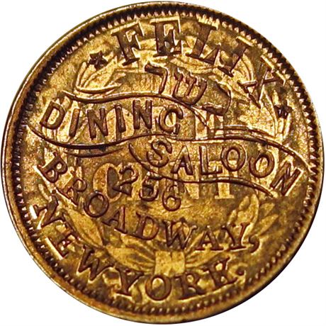 250  -  NY630 W-1do R8 NGC MS63 Kosher Saloon over 1859 Cent NY Civil War token
