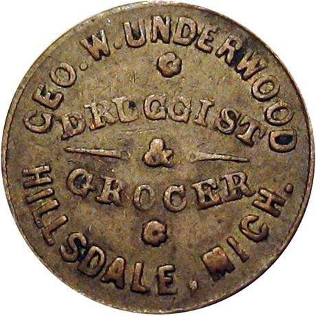 221  -  MI450O-2a R4 Raw VF Hillsdale Michigan Civil War token