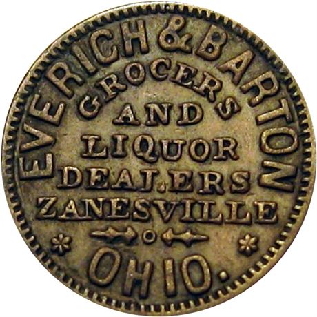 327  -  OH995D-1a R5 Raw VF+ Zanesville Ohio Civil War token