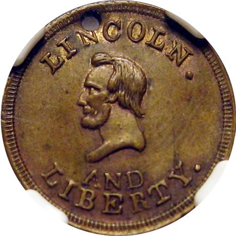 56  -  133/458 b R5 NGC MS61 Abraham Lincoln Patriotic Civil War token