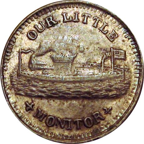 91  -  238/405 a R3 Raw MS62 Indiana Primitive Monitor Patriotic Civil War token