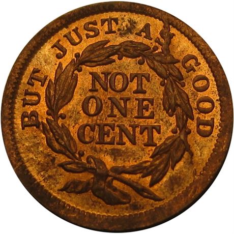 576  -  MILLER MA  30C  Raw MS64 Boston Massachusetts Merchant token
