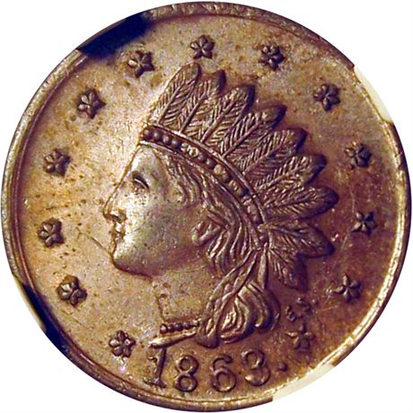 256  -  NY630AP- 2a R6 NGC MS64 BN  New York Civil War token