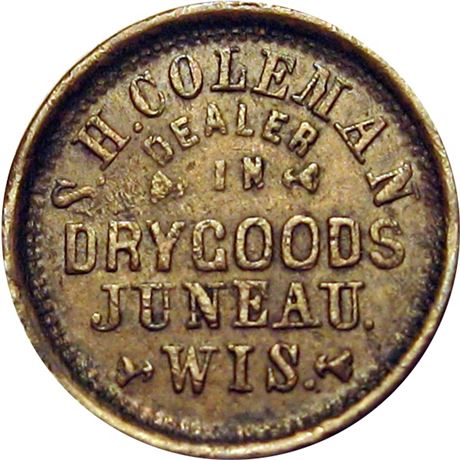 352  -  WI320A-1a R7 Raw VF+ Juneau Wisconsin Civil War token