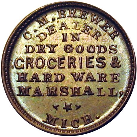 228  -  MI610B-3a R5 NGC MS64 BN Marshall Michigan Civil War token