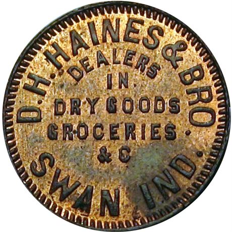 184  -  IN880A-1a R6 Raw MS63  Indiana Civil War token