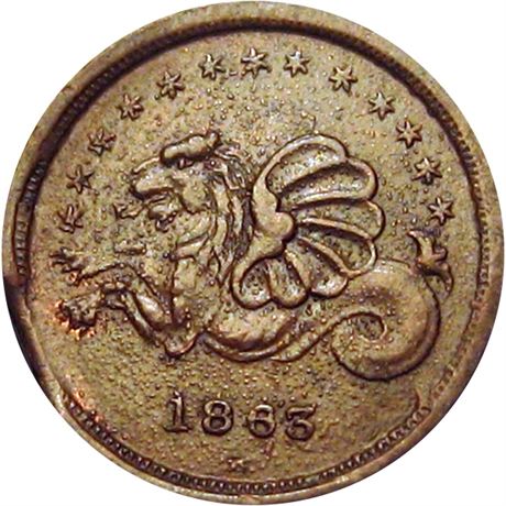 343  -  PA765P- 8a R5 Raw AU+ Pittsburgh Pennsylvania Civil War token