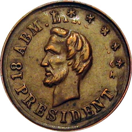 43  -  125/432 ao R8 Raw EF Details Abraham Lincoln Patriotic Civil War token