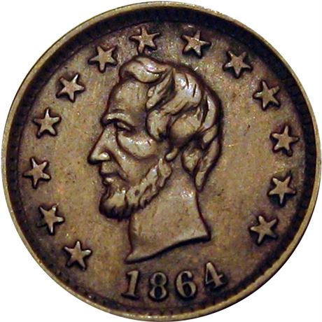 46  -  127/248 a R4 Raw EF Abraham Lincoln Patriotic Civil War token