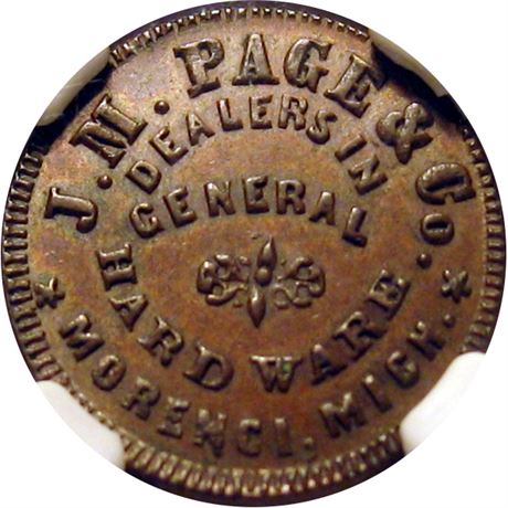 229  -  MI660A-1a R5 NGC MS64 BN Morenci Michigan Civil War token
