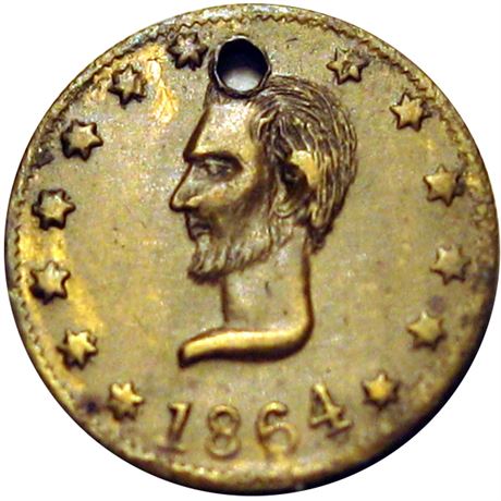 653  -  AL 1864-81 Br  Raw EF+ Abraham Lincoln Political Campaign token