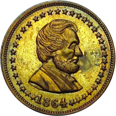 51  -  128/290 b R4 Raw EF Abraham Lincoln Patriotic Civil War token