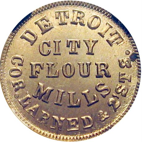 206  -  MI225 V-6d R10 NGC MS65 Unique Copper Nickel Detroit MI Civil War token